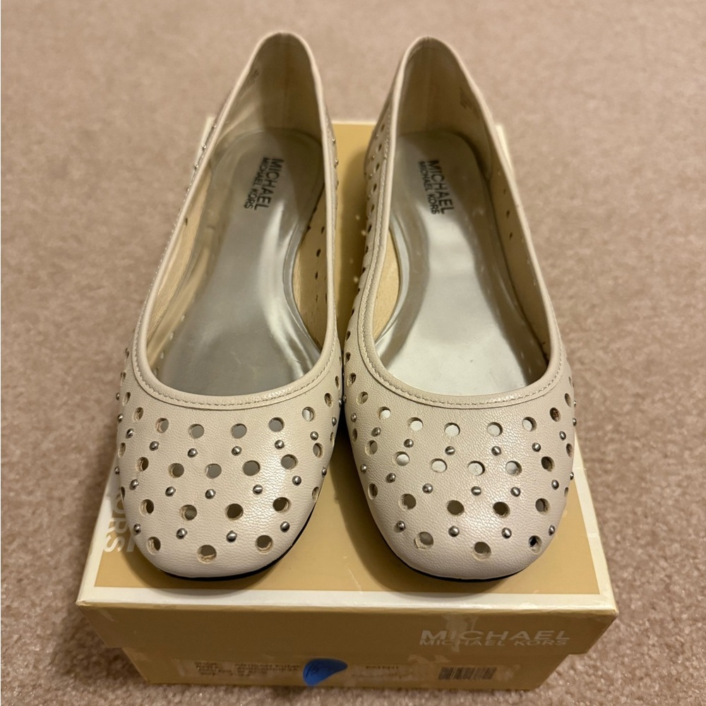 Michael Kors Beige Perforated Flats
